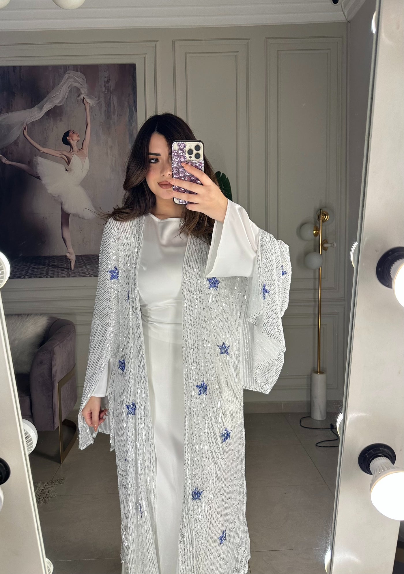 Star of the Night Sequins Kaftan -Silver