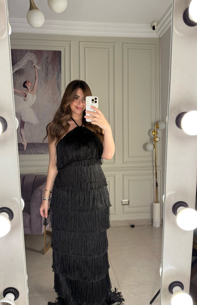 Rio de Janerio Fringes Dress - Black