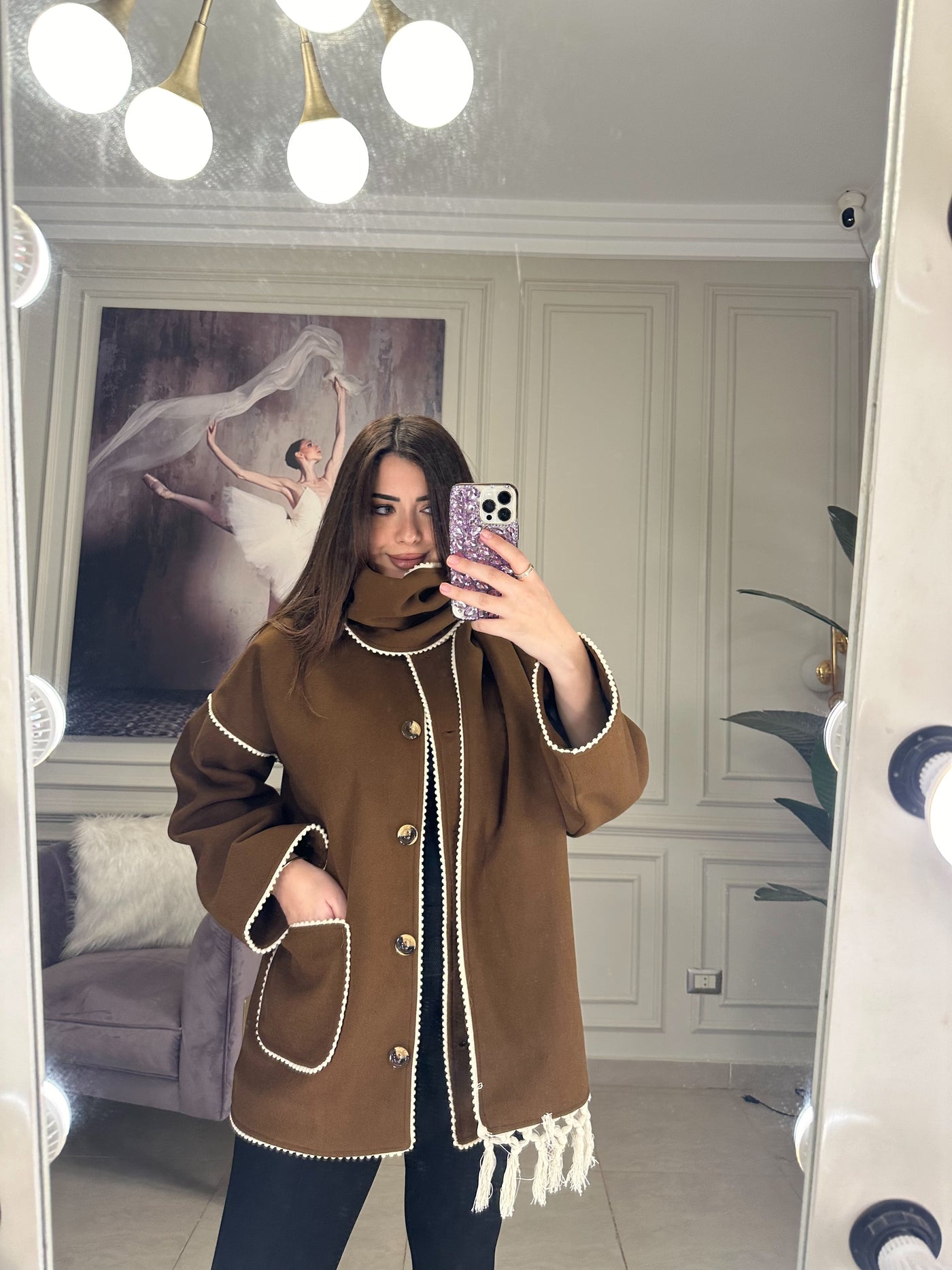 Lost In Vienna Scarf Jacket - Hazelnut