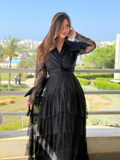 Boho Goddess Lace Skirt Set - Black