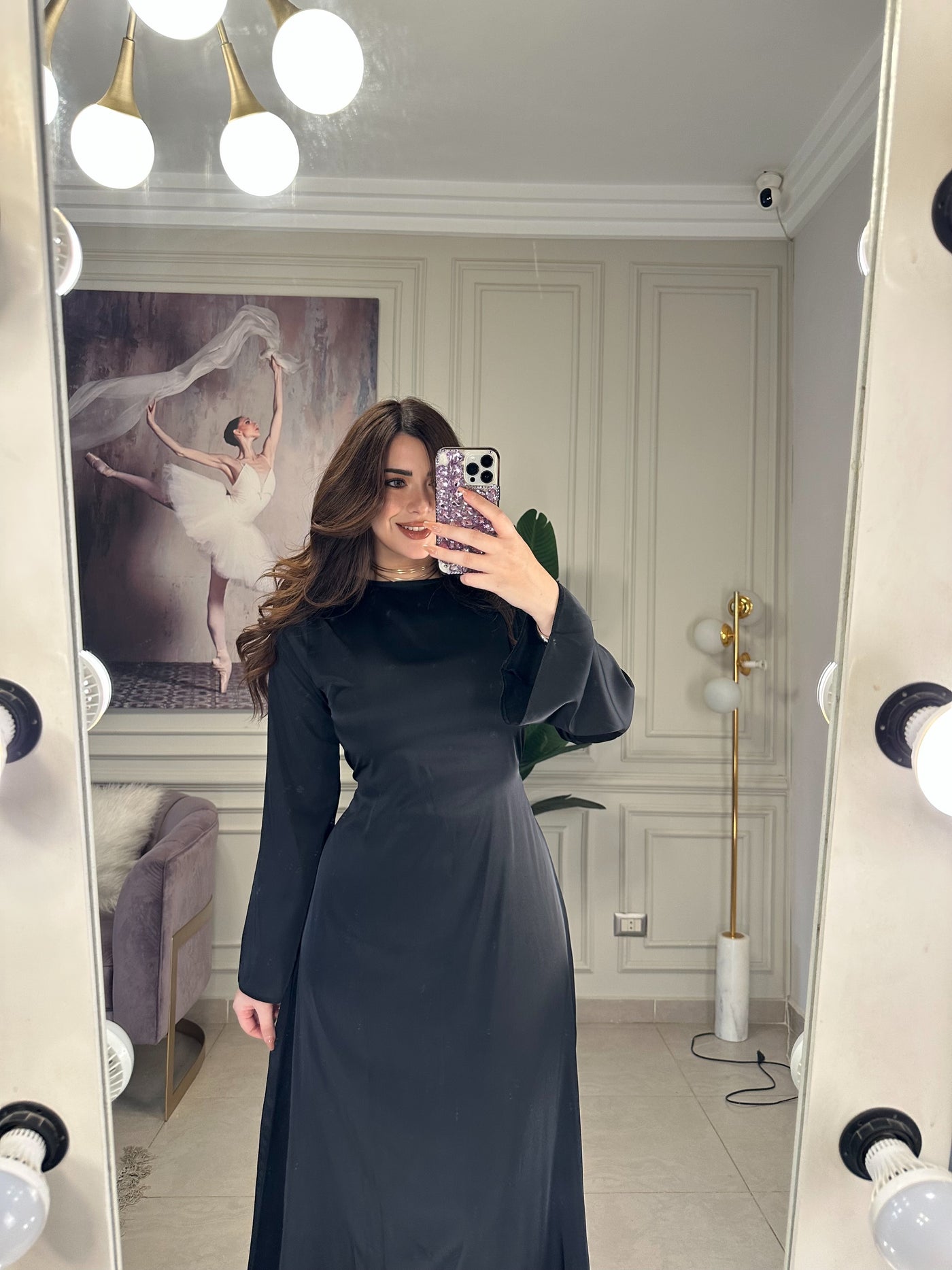 Snatched Waist Silky Basic Dress - Black