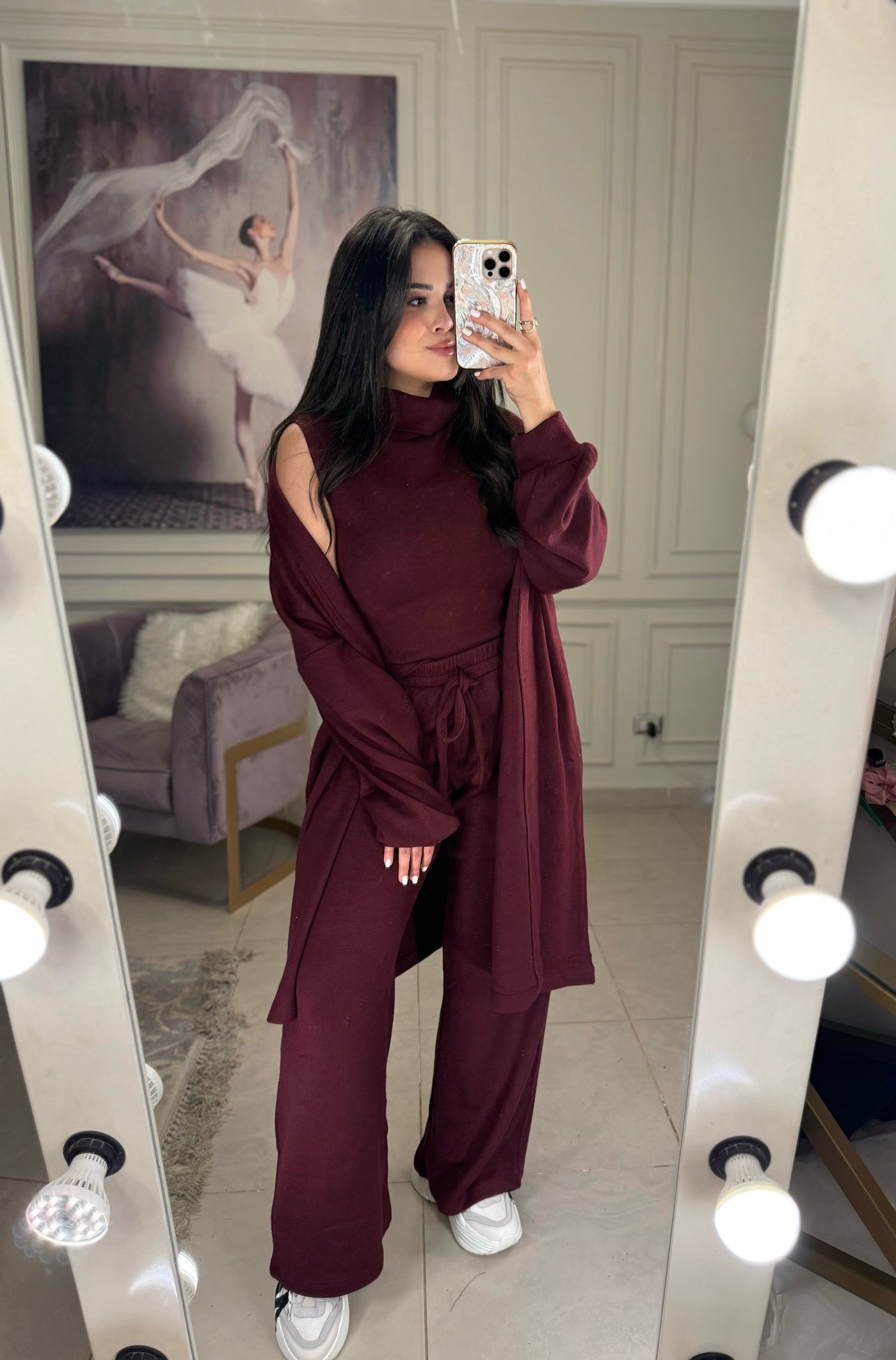 Pillow Talk Cozy Knit Cardigan - Burgundy