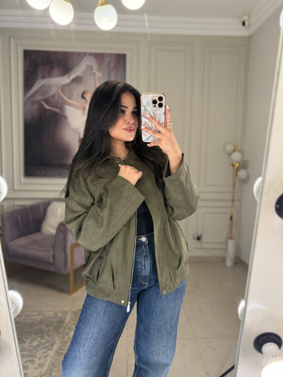 Hot Trend Suede Jacket - Olive