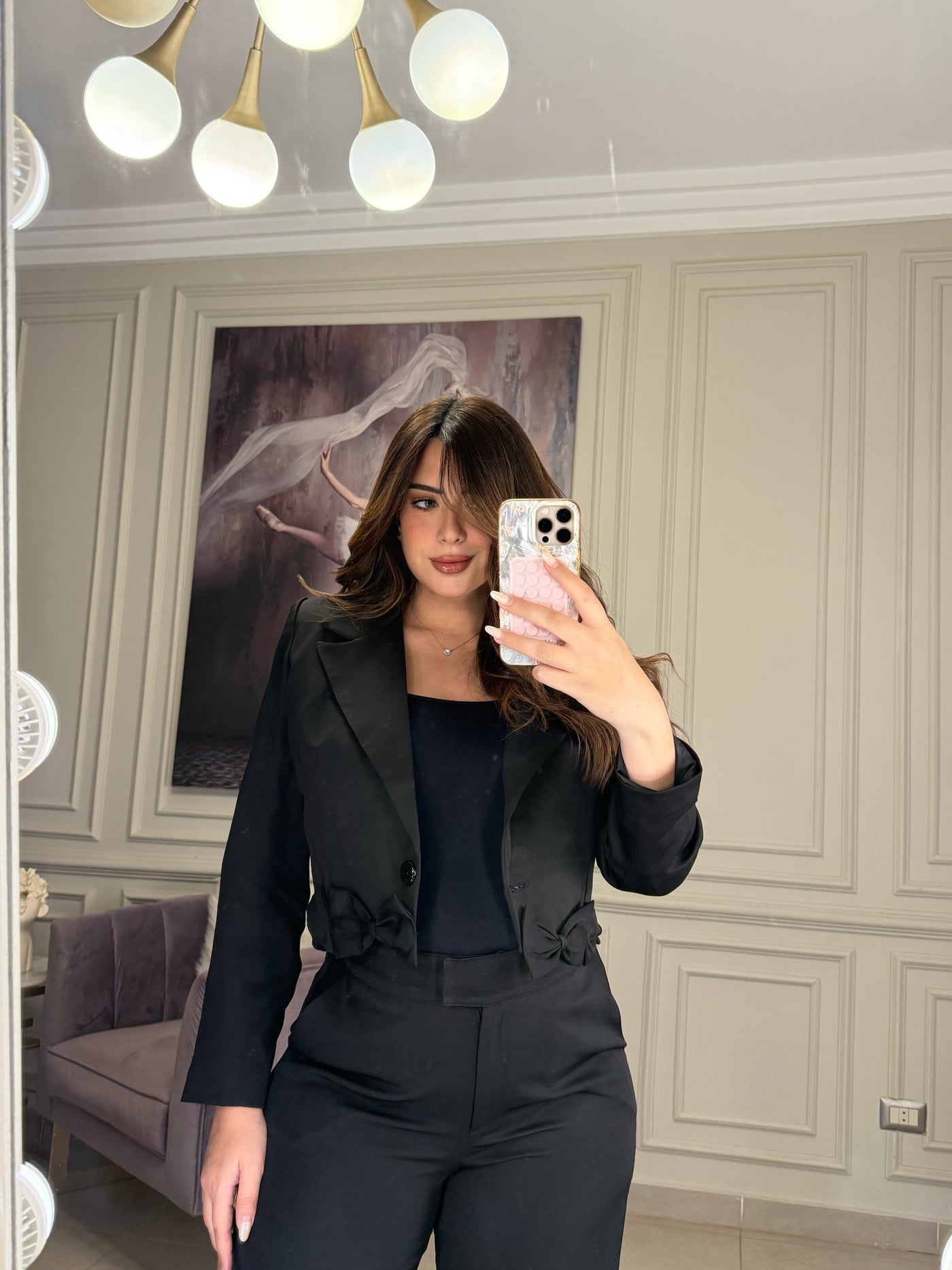 Main Character Bow Blazer Pants Set - Black