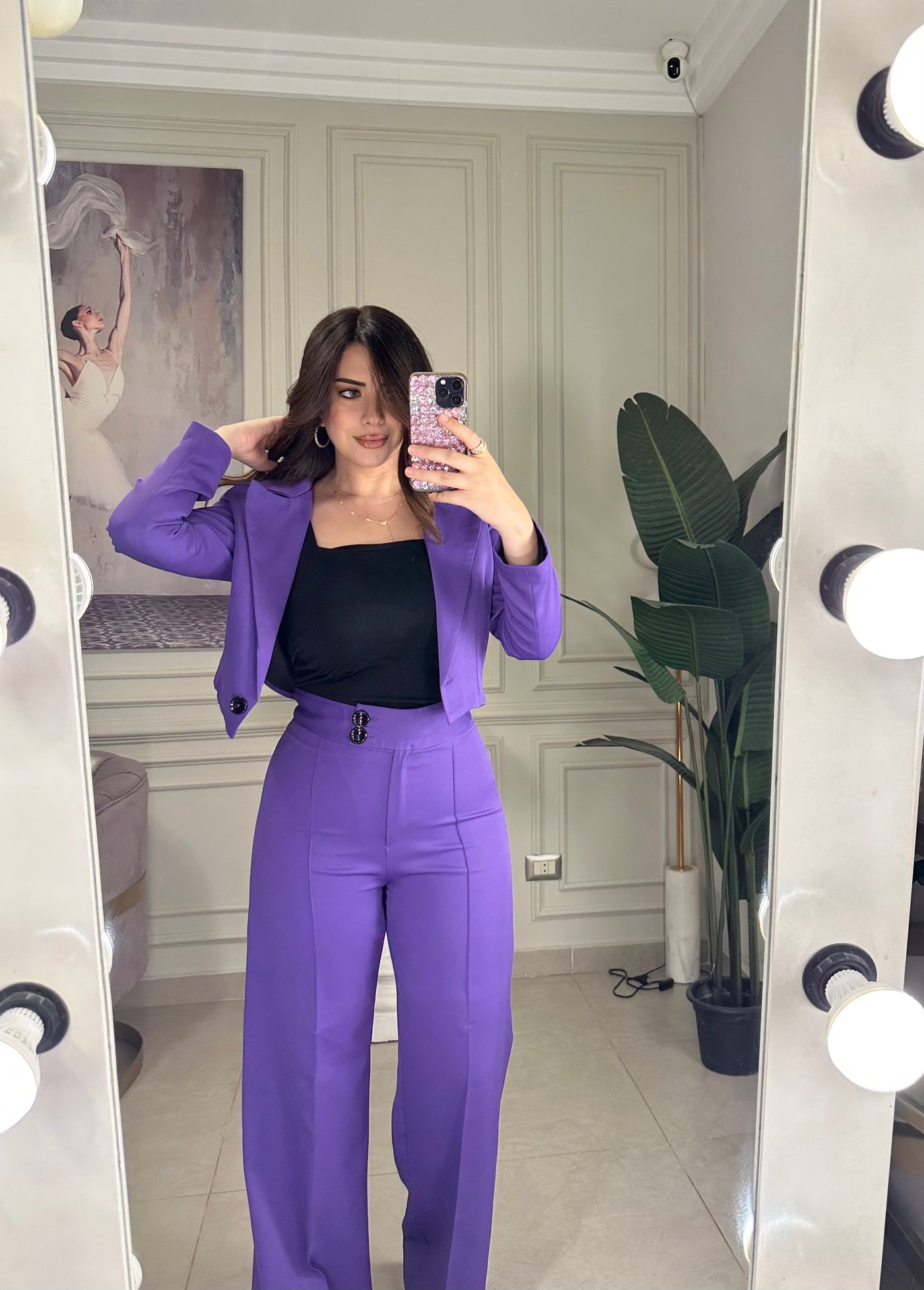 Rich Baby Cropped Blazer Pants Set - Purple