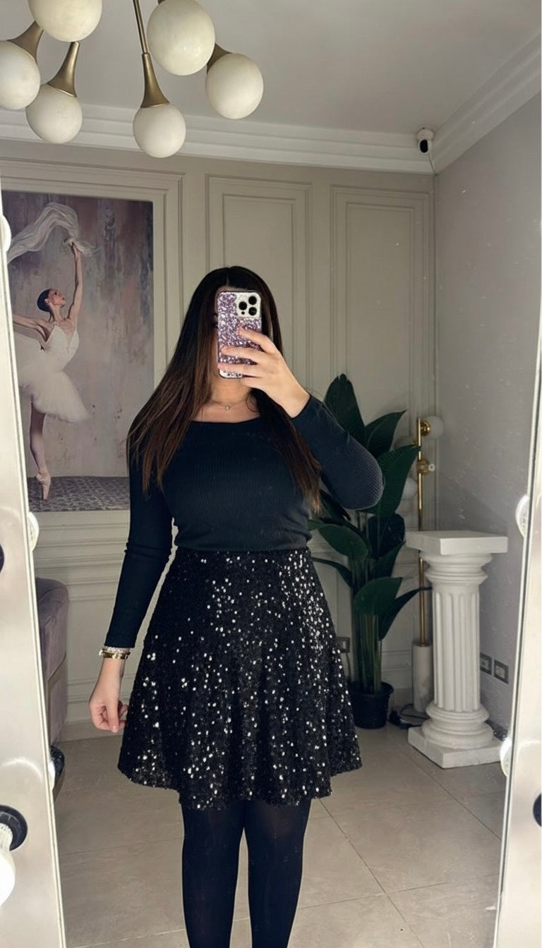 Glamour sequins skirt - Black