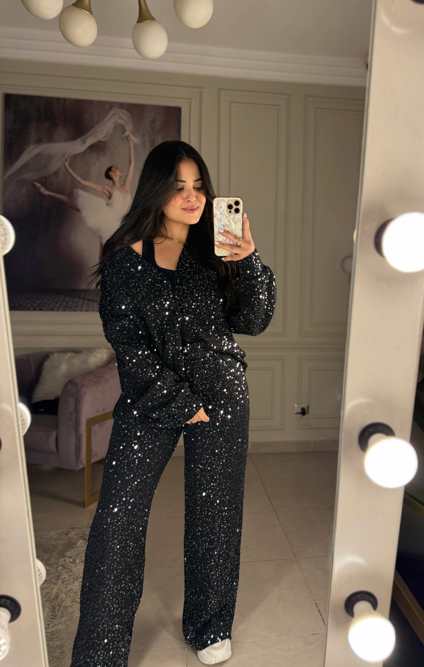 Made You Look Glowing Knit Set - Black