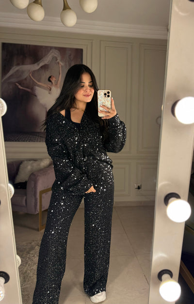 Made You Look Glowing Knit Set - Black