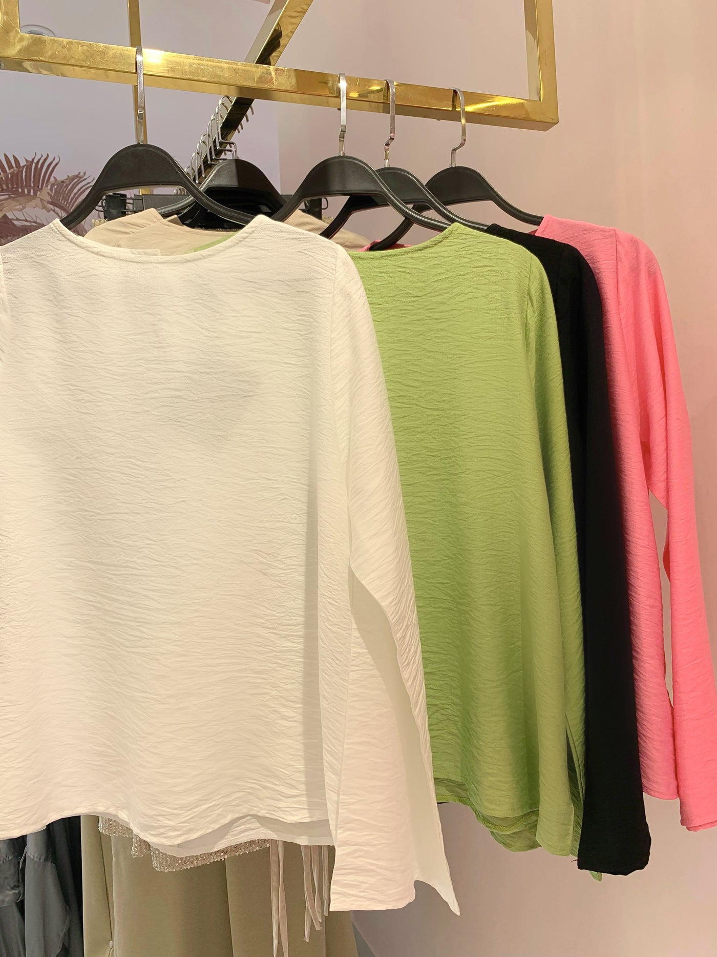 Basic Linen Sleeves Top - White