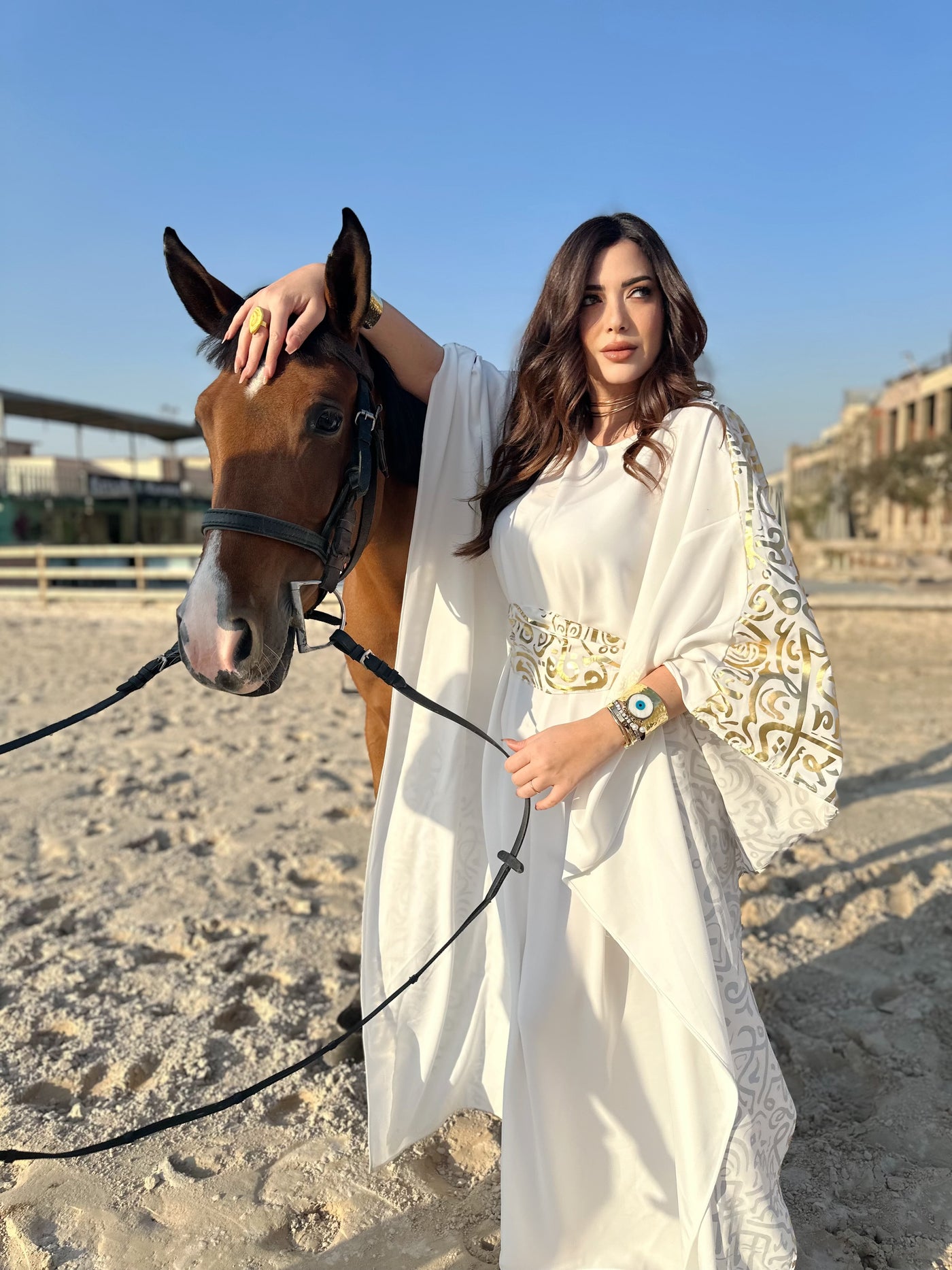 Arabian Queen Belted Dress - Off White