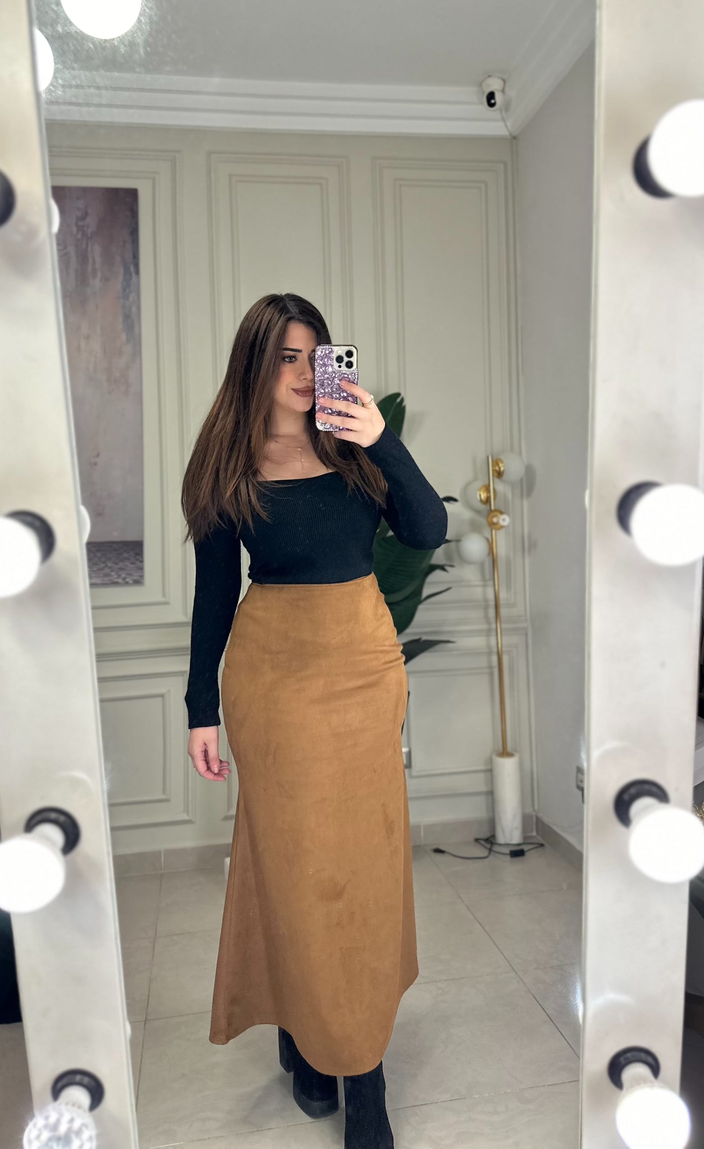 Like A Princess Maxi Suede Skirt - Camel