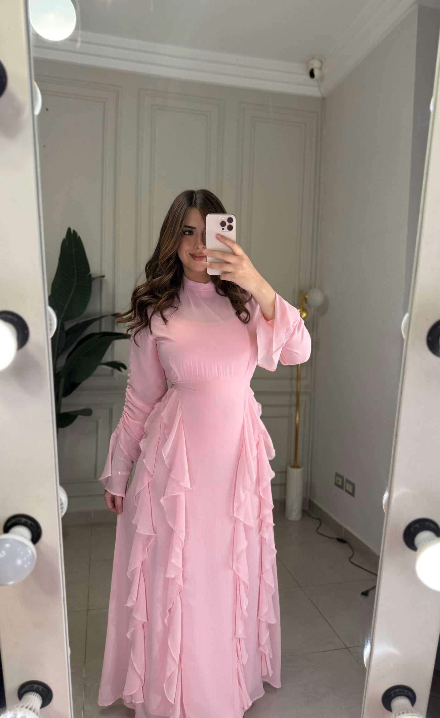 Golden Hour Ruffled Dress-Pink