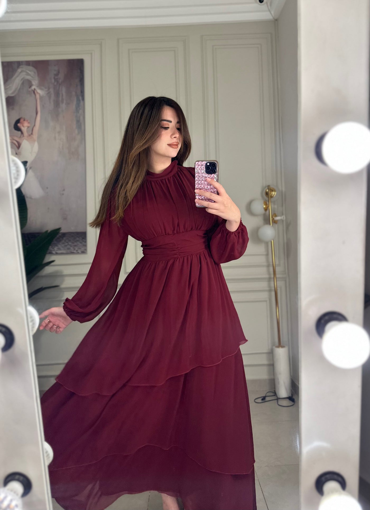 Fairy Tale Princess chiffon Layered Dress - Burgundy