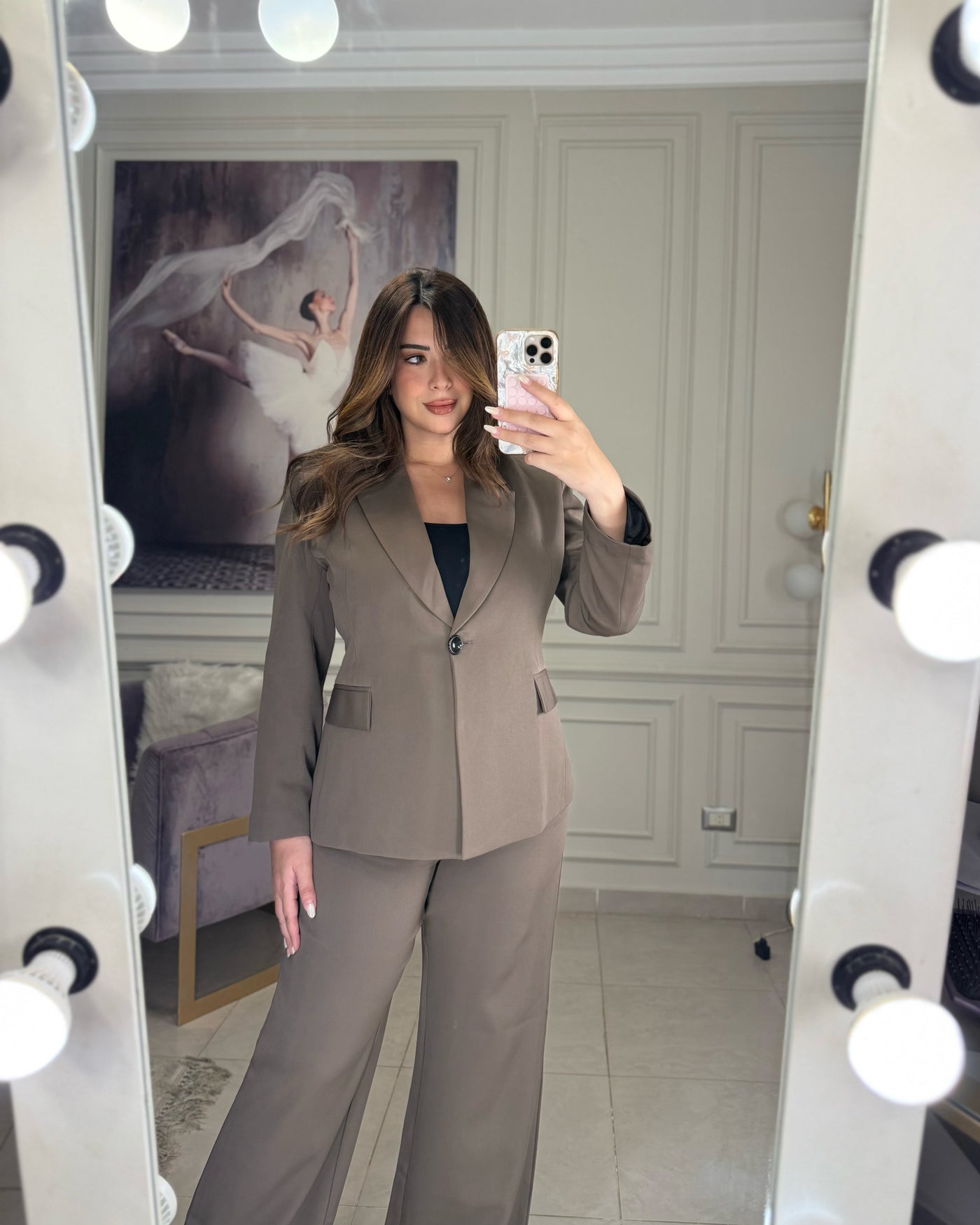 CEO Vibes Fitted Blazer Pants Set - Brown