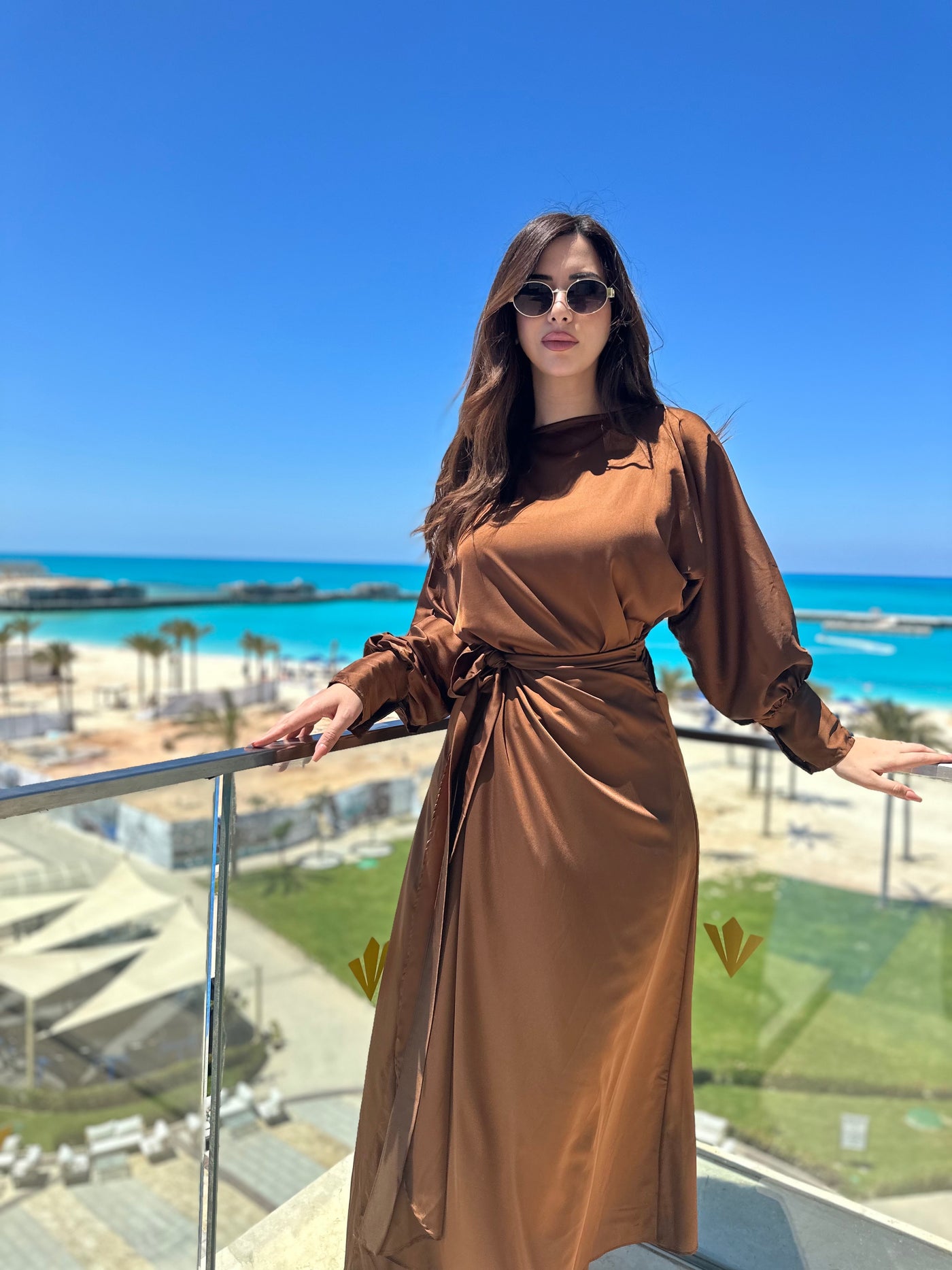 St. Tropez Silky Wrap Dress - Hazelnut