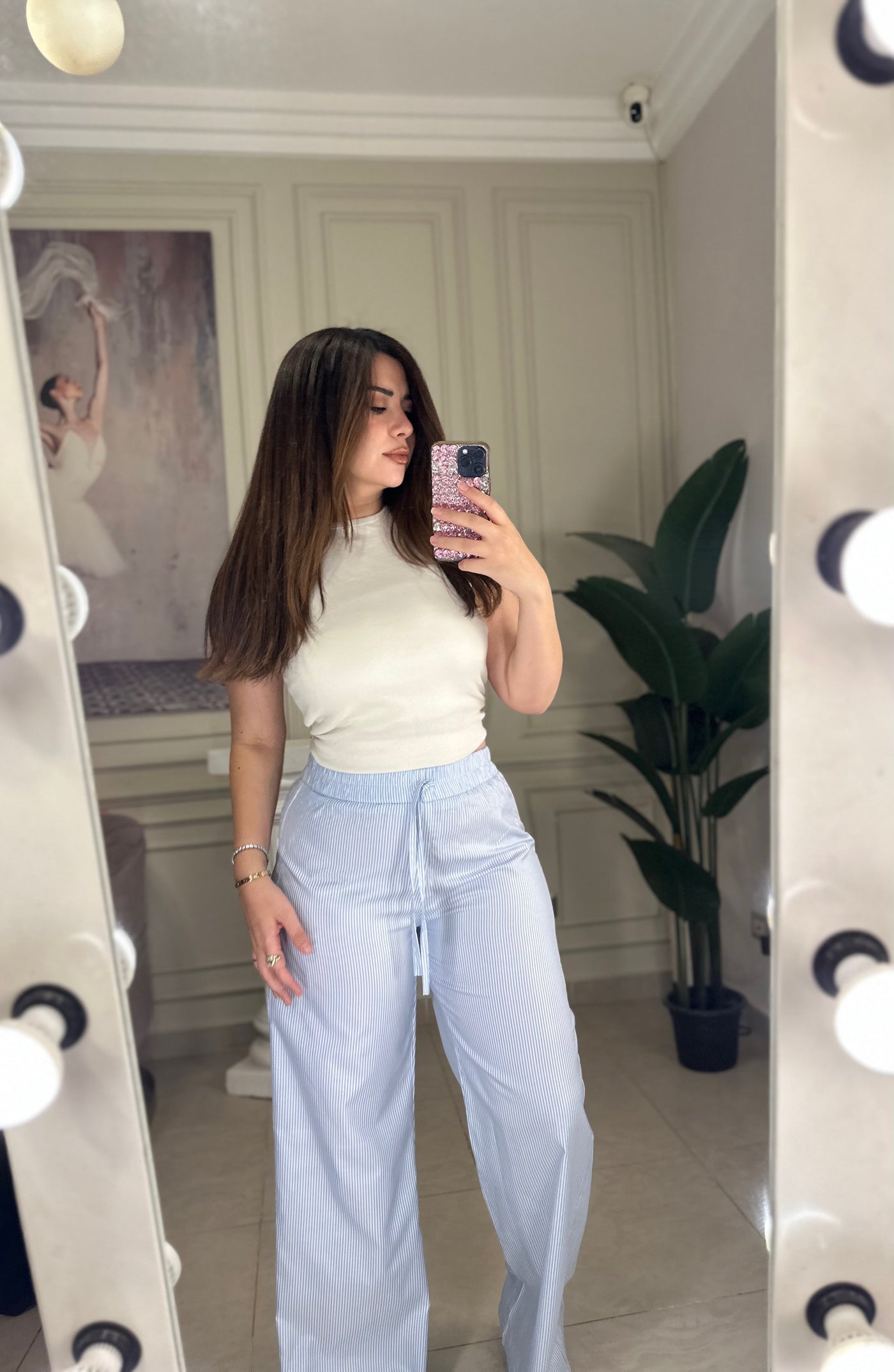 Brunch All Day Striped Pants - Baby Blue
