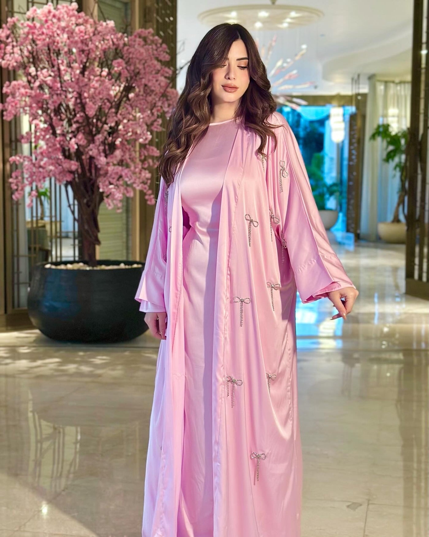 Sugar Bow Silky Kaftan - Pink