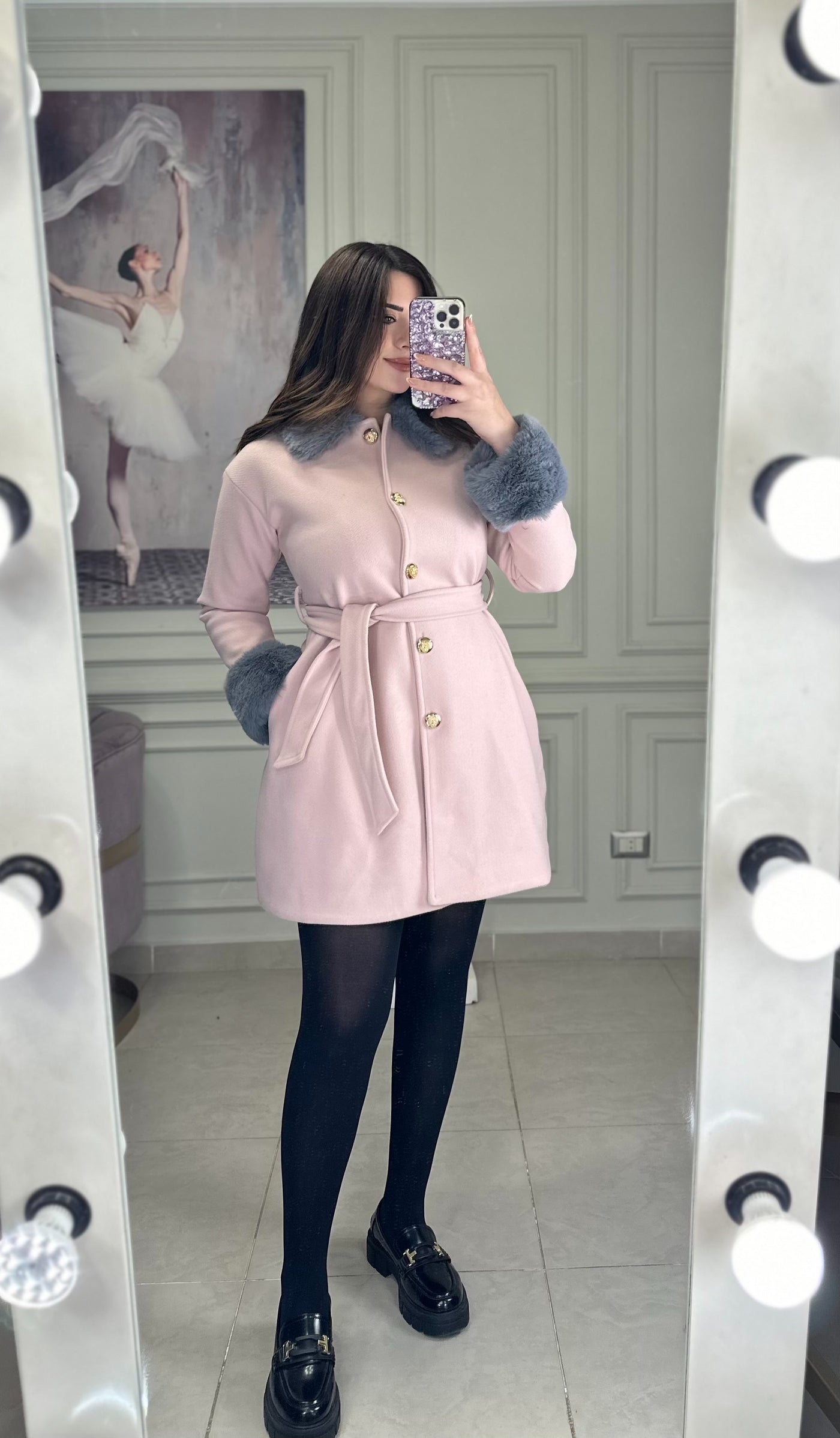 Winter Dates Fur Buttoned Jacket -Pink