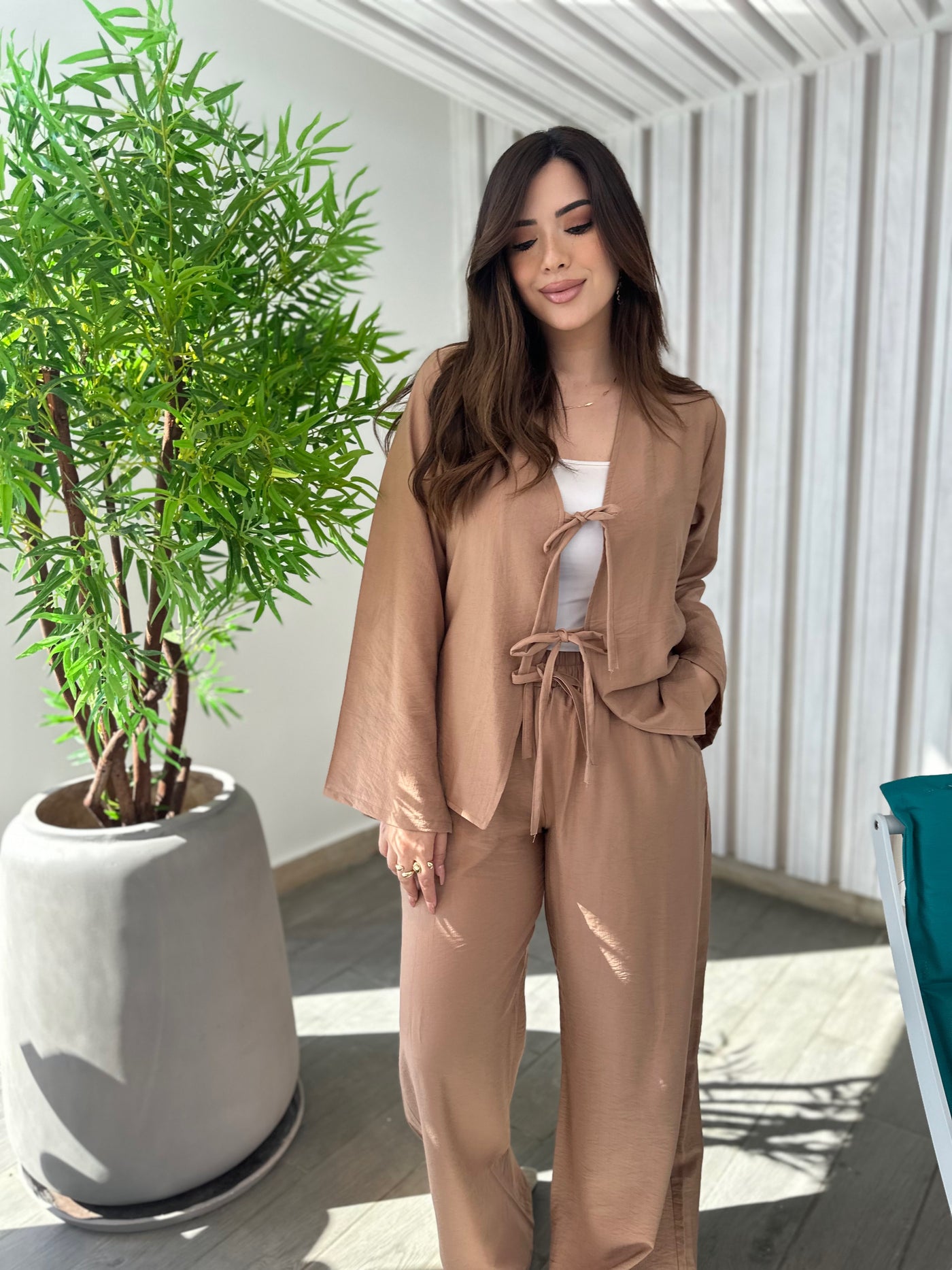 Geneva Linen Top - Cafe