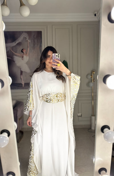 Arabian Queen Belted Dress - Off White