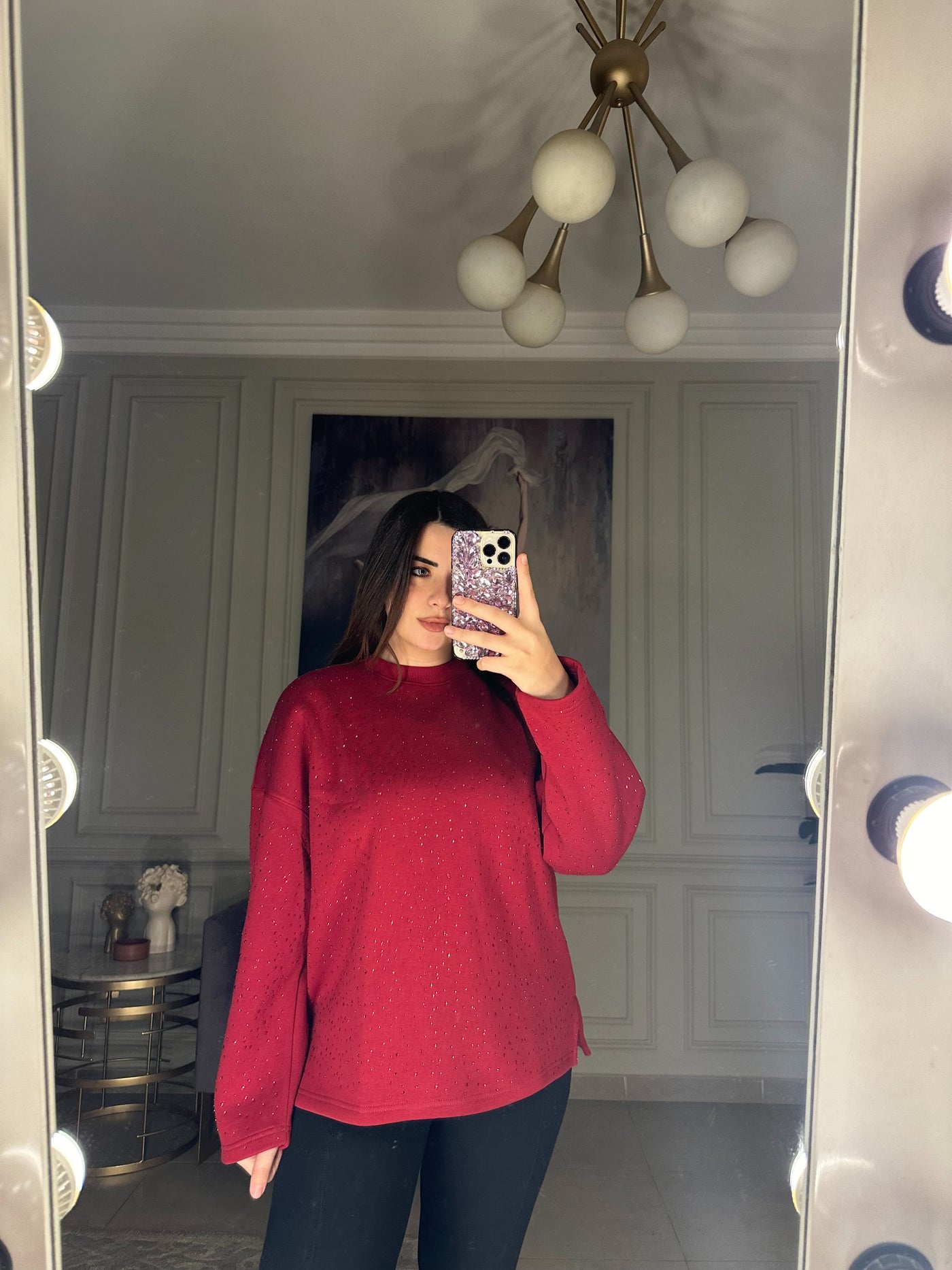 Head Turner Shimmering Jumper - Burgundy