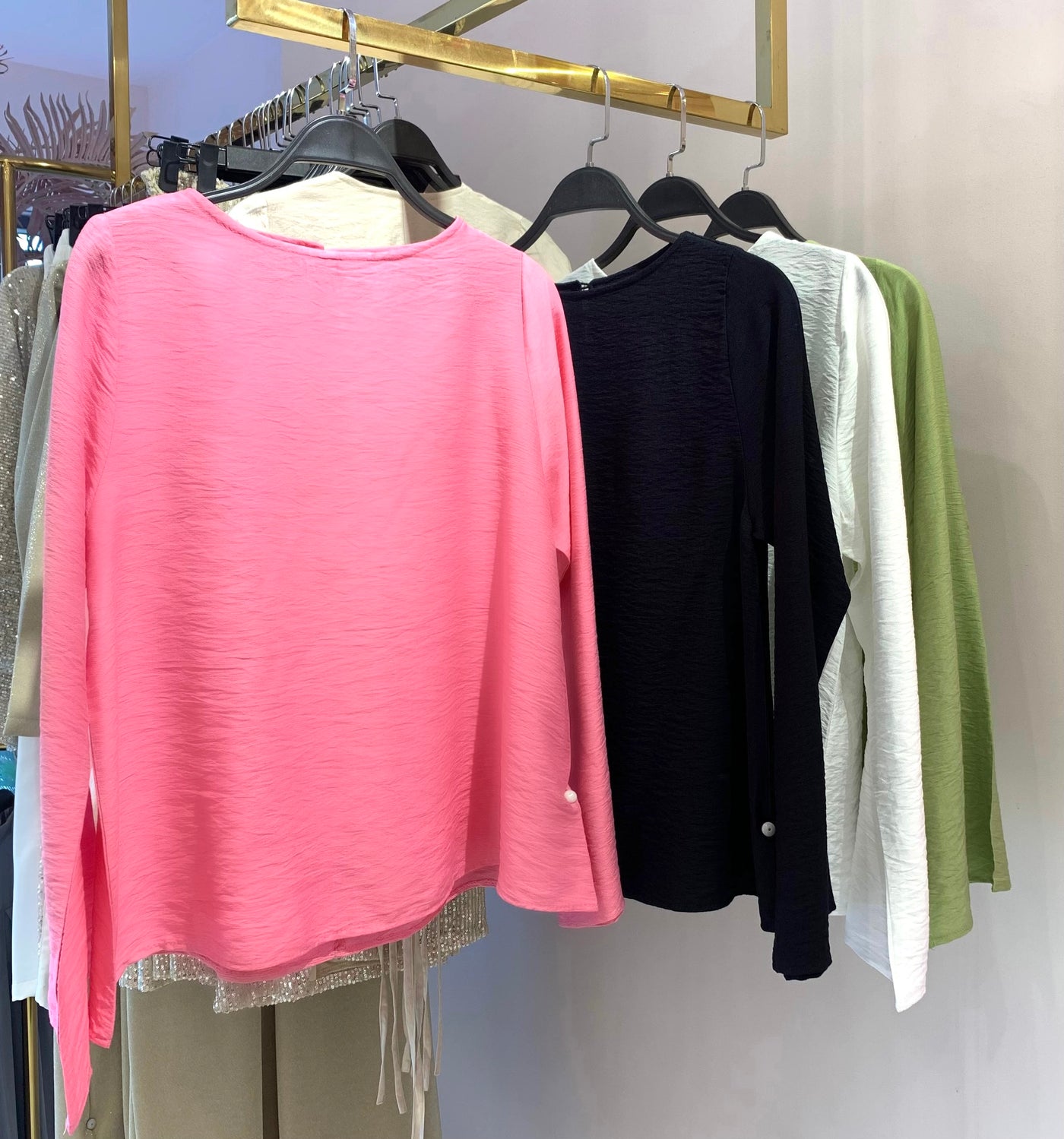 Basic Linen Sleeves Top - Pink
