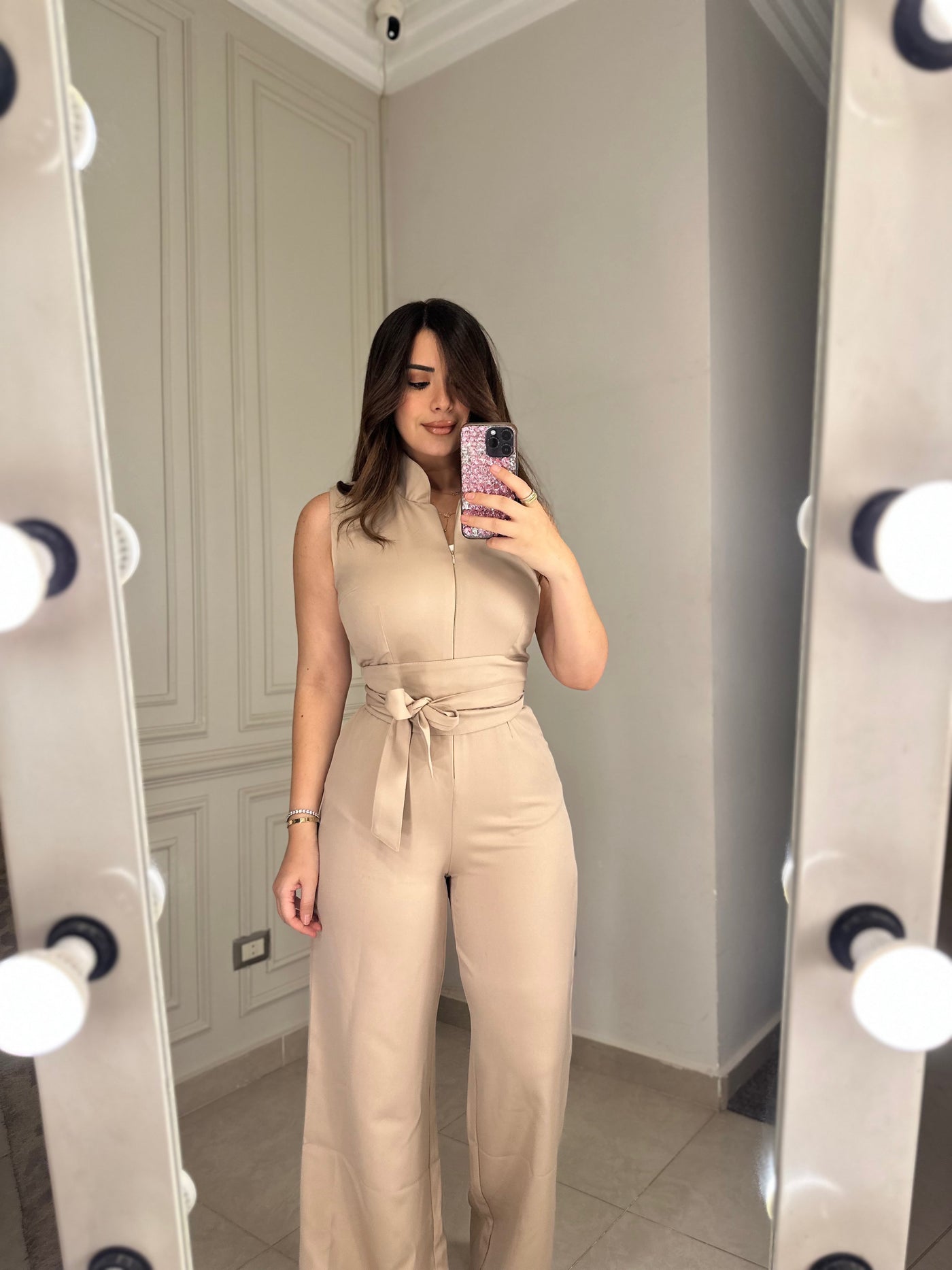 Miss World Body Shaping Jumpsuit - Cafe