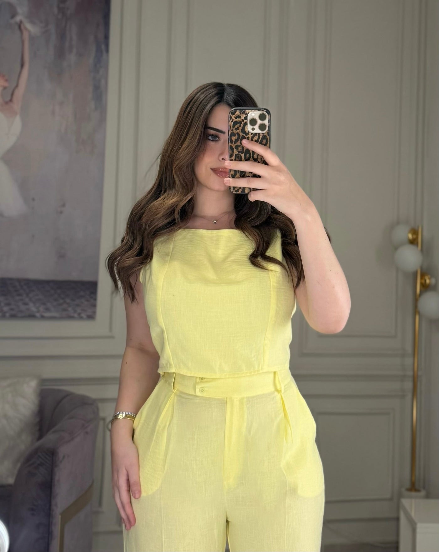 Morning Date Linen Top - Yellow