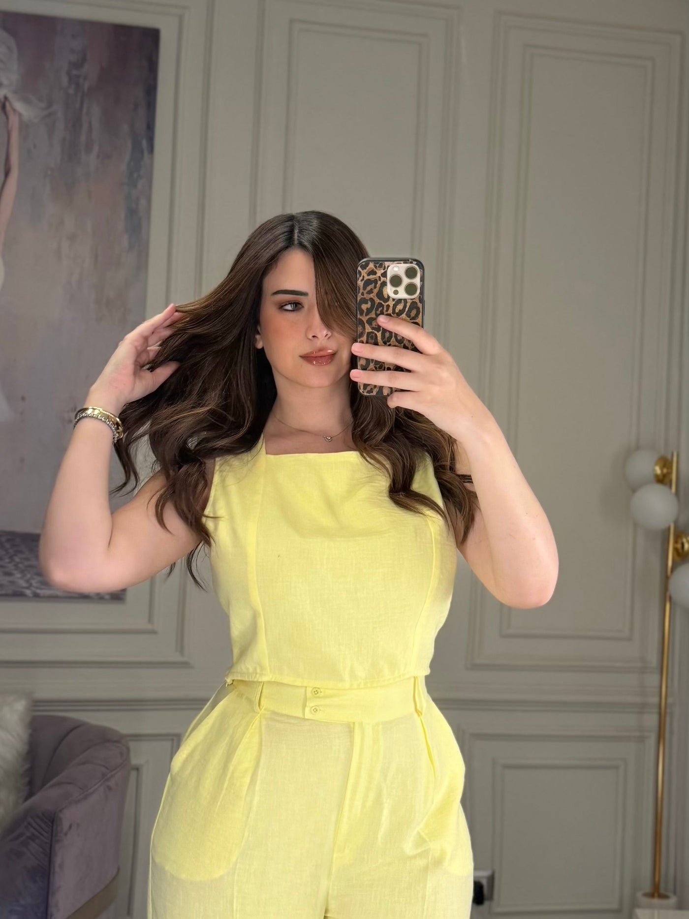 Morning Date Linen Top - Yellow