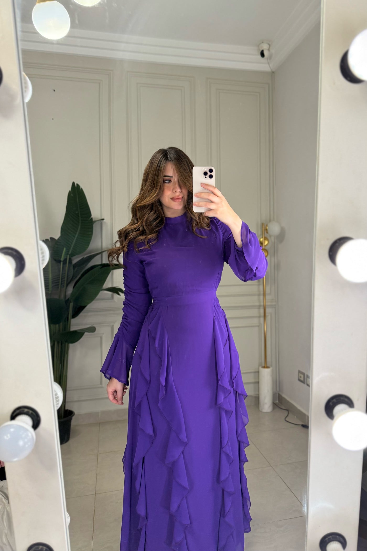 Golden Hour Ruffled Dress-Purple