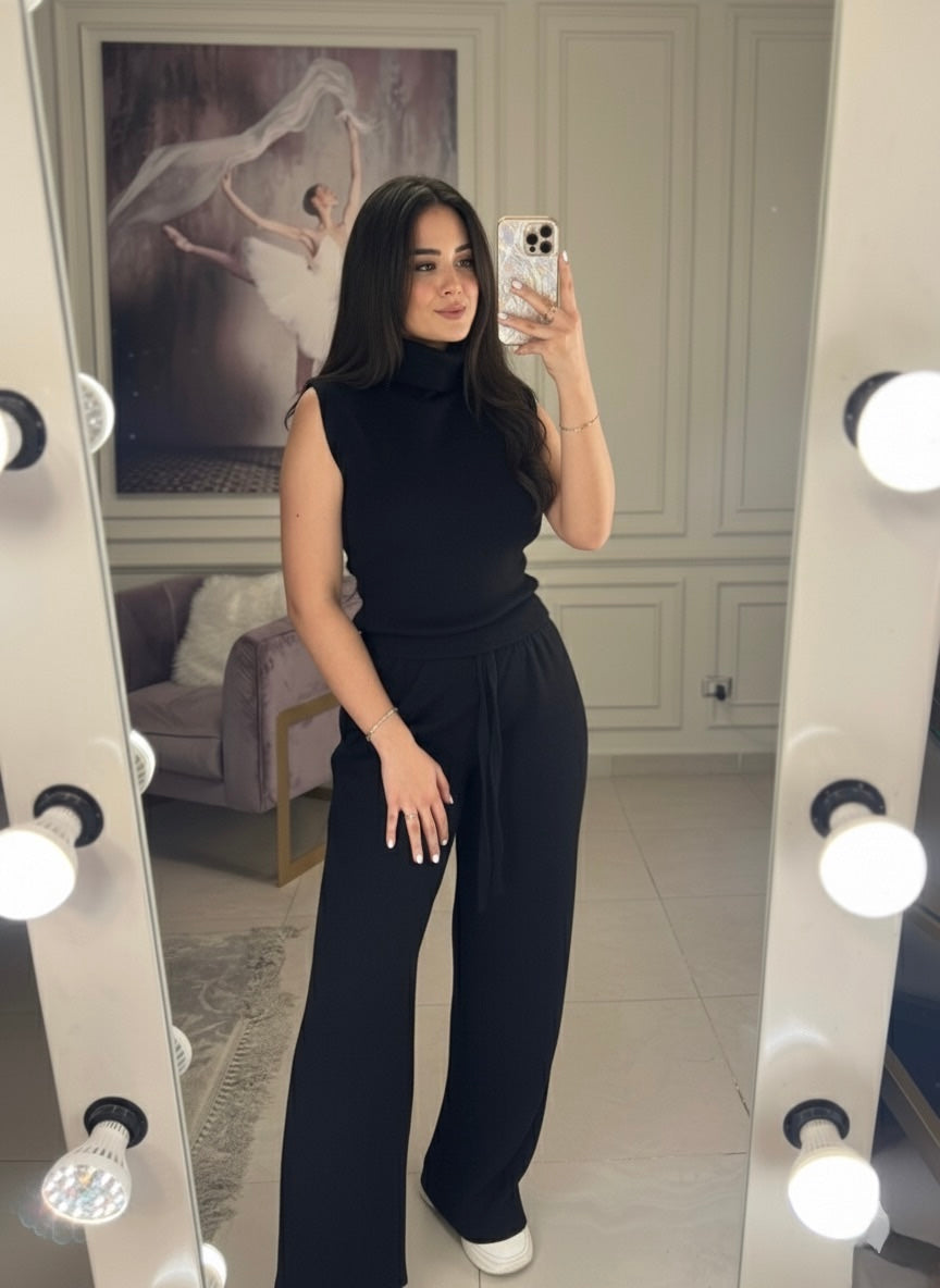 Pillow Talk Cozy Knit Sleeveless Top - Black