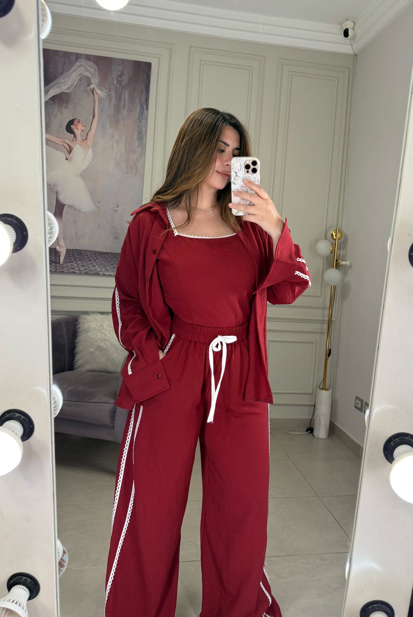 Hot Summer Lace Trim Set - Burgundy