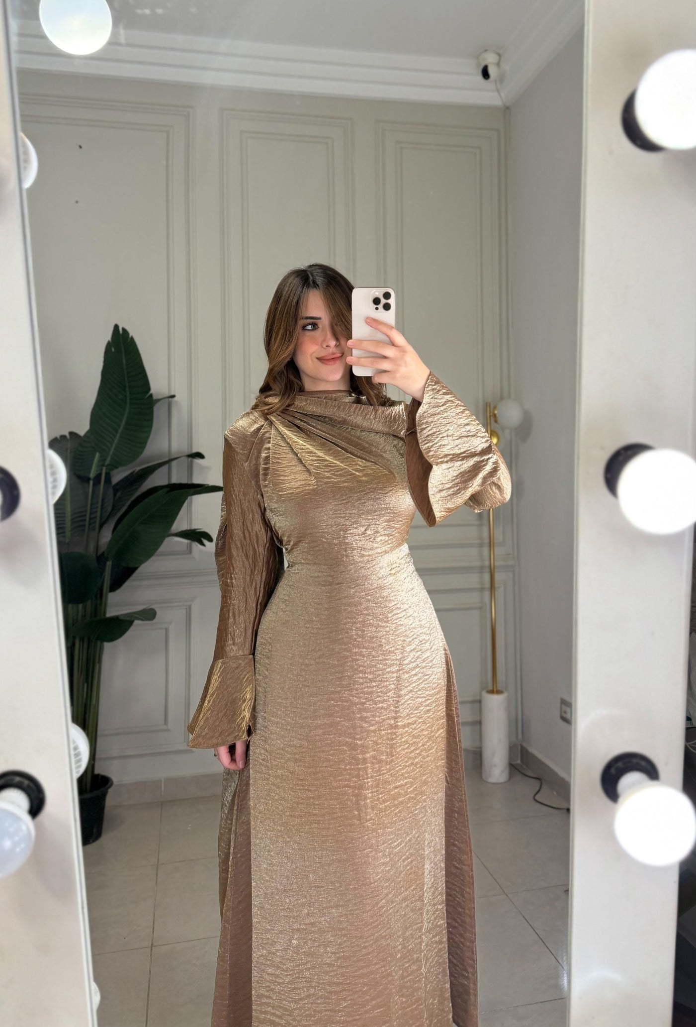Royal Princess Shimmer Dress - Hazelnut