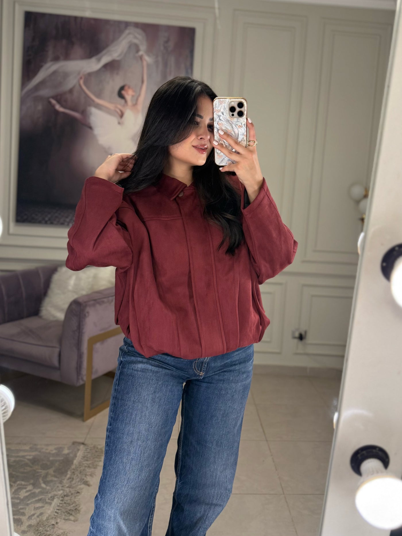 Hot Trend Suede Jacket - Burgundy