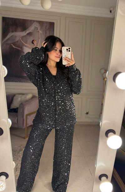 Made You Look Glowing Knit Set - Black