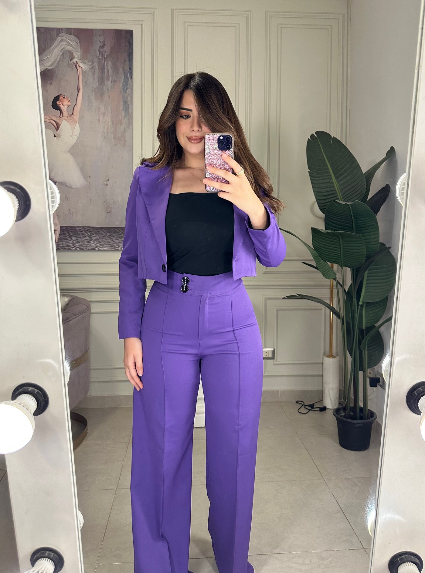 Rich Baby Cropped Blazer Pants Set - Purple