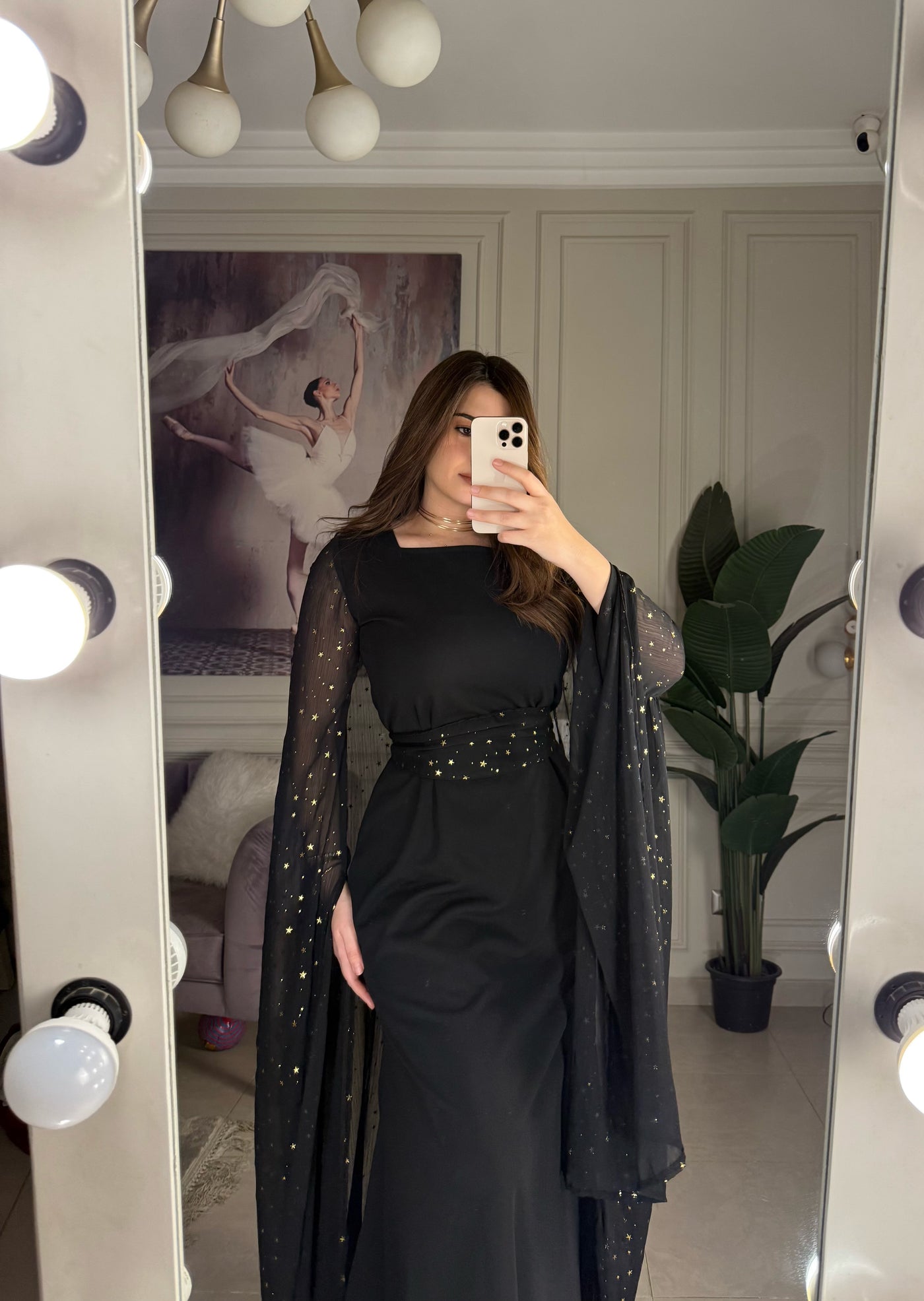 Stars Queen Belted Dress-Black