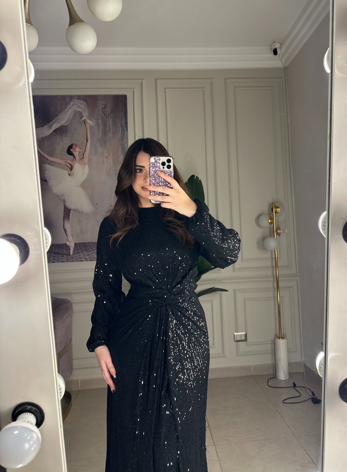 Red Carpet Girl Sequins Dress - Black