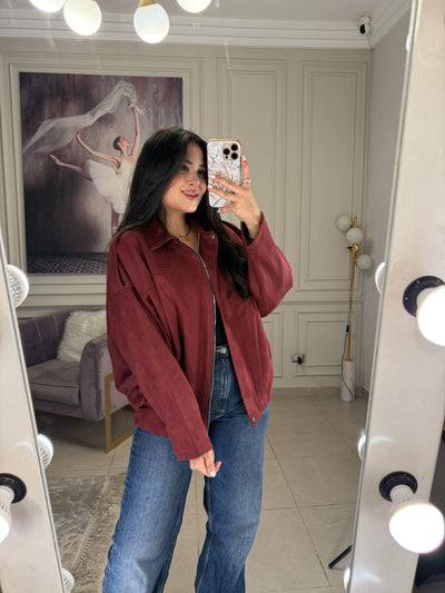 Hot Trend Suede Jacket - Burgundy