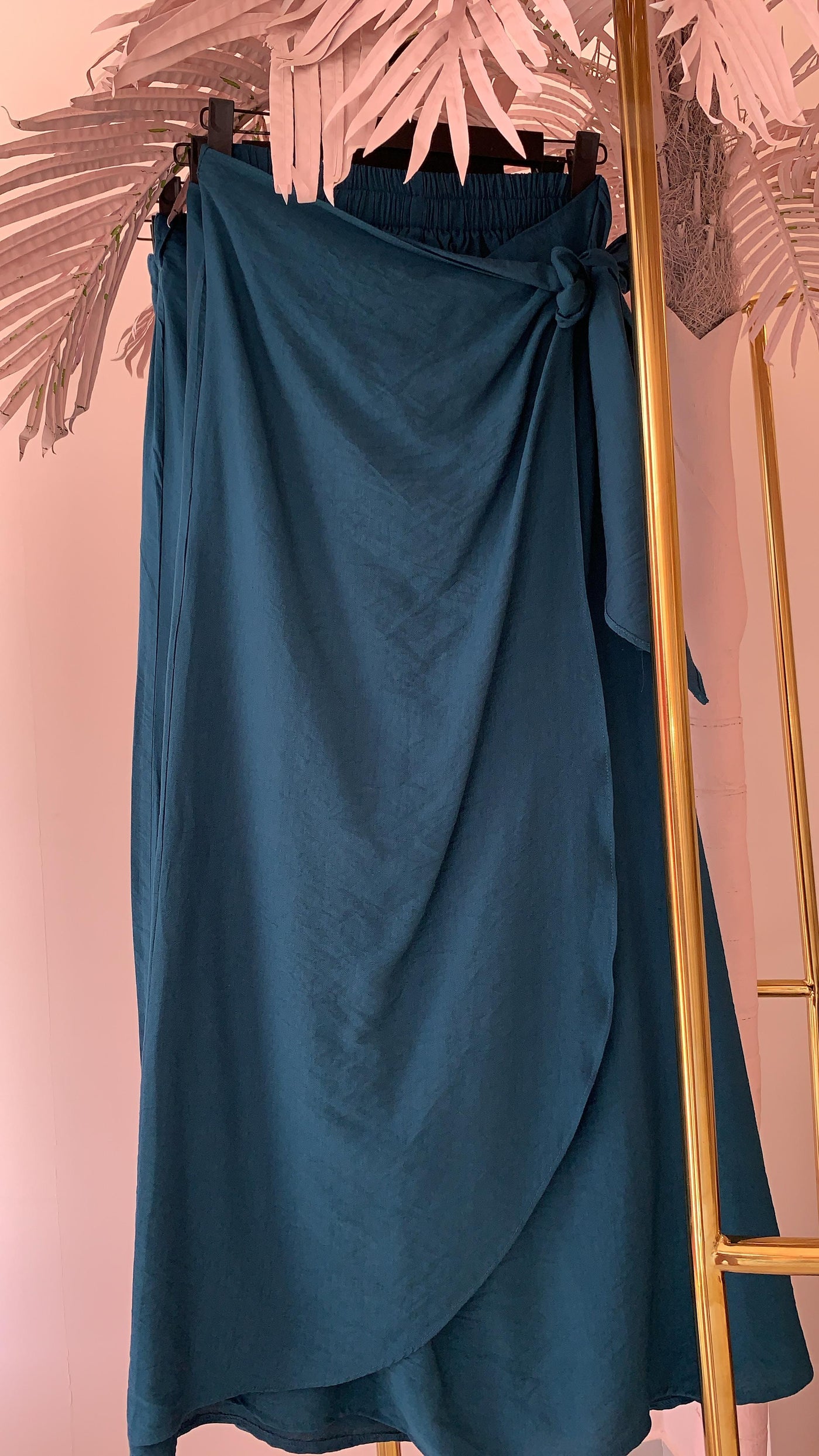 Rome Draped Linen Skirt - Petroleum
