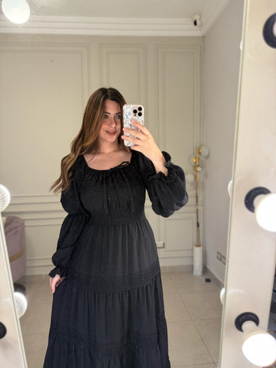 Brazilian Boho Lace Dress - Black