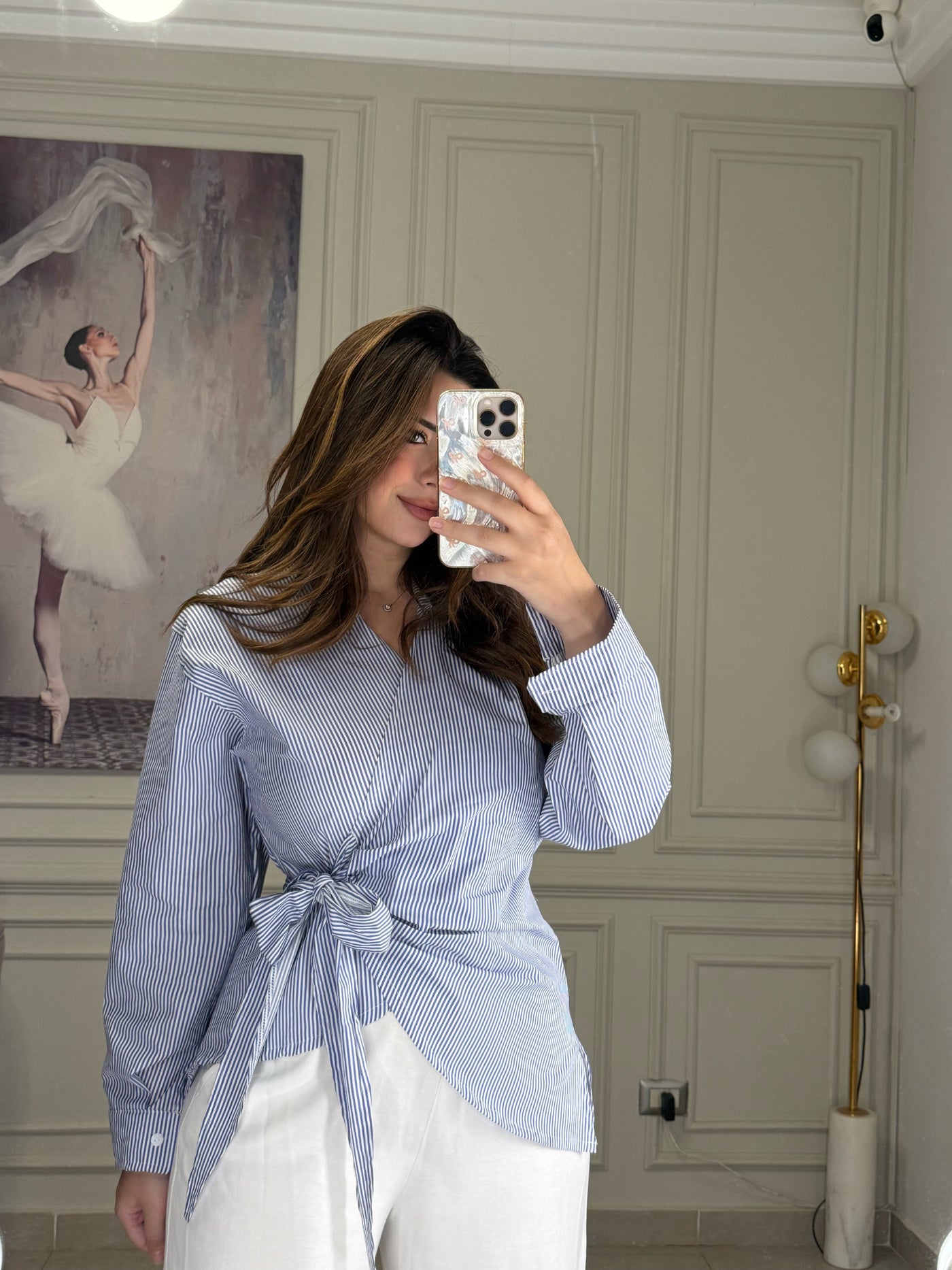 All I Want Wrap Blouse - Striped Blue