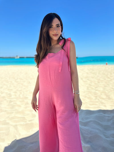 Cute Girl Wide Leg Jumpsuit - Pink