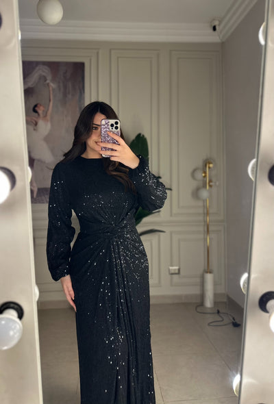 Red Carpet Girl Sequins Dress - Black