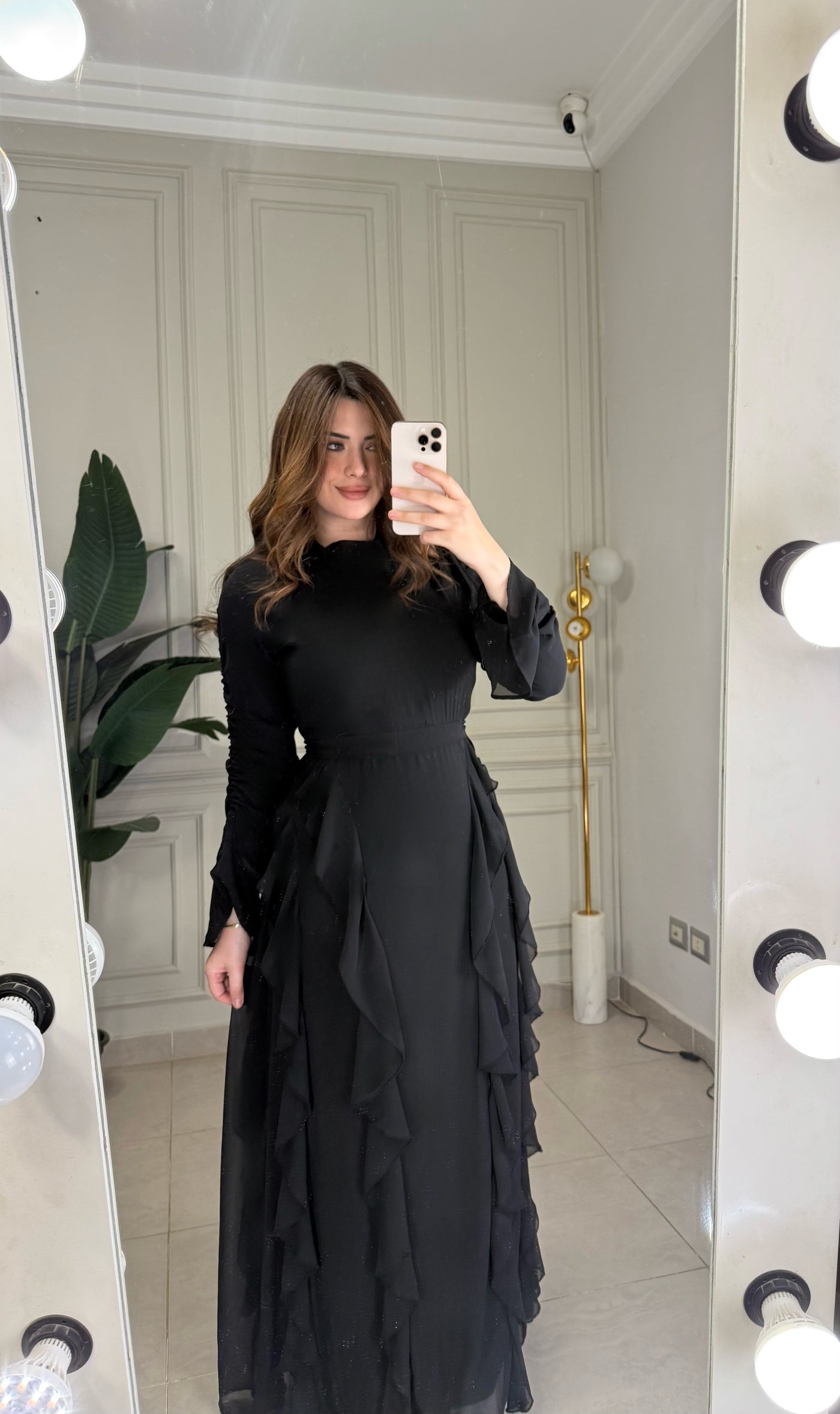 Golden Hour Ruffled Dress-Black