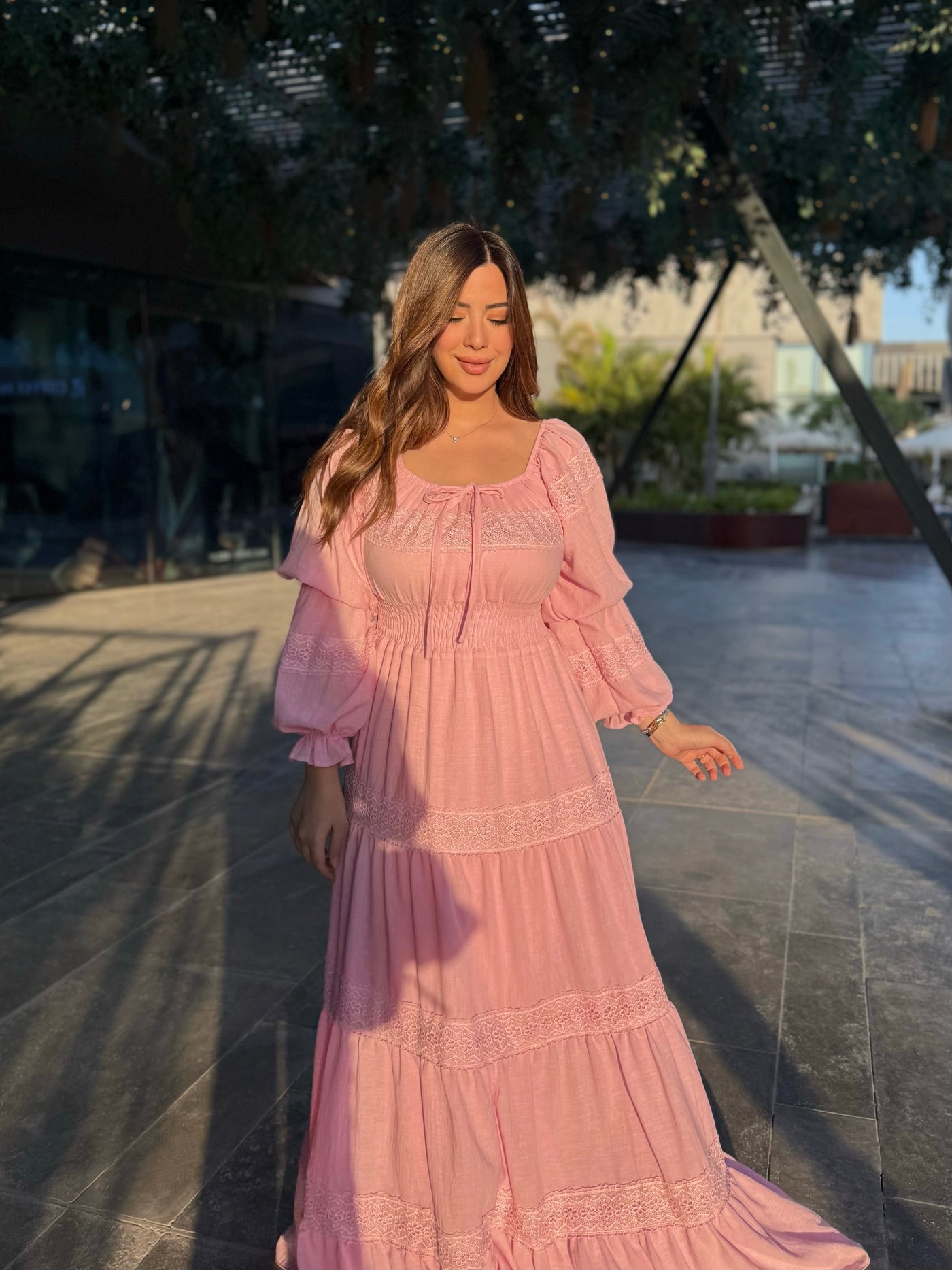 Brazilian Boho Lace Dress - Pink