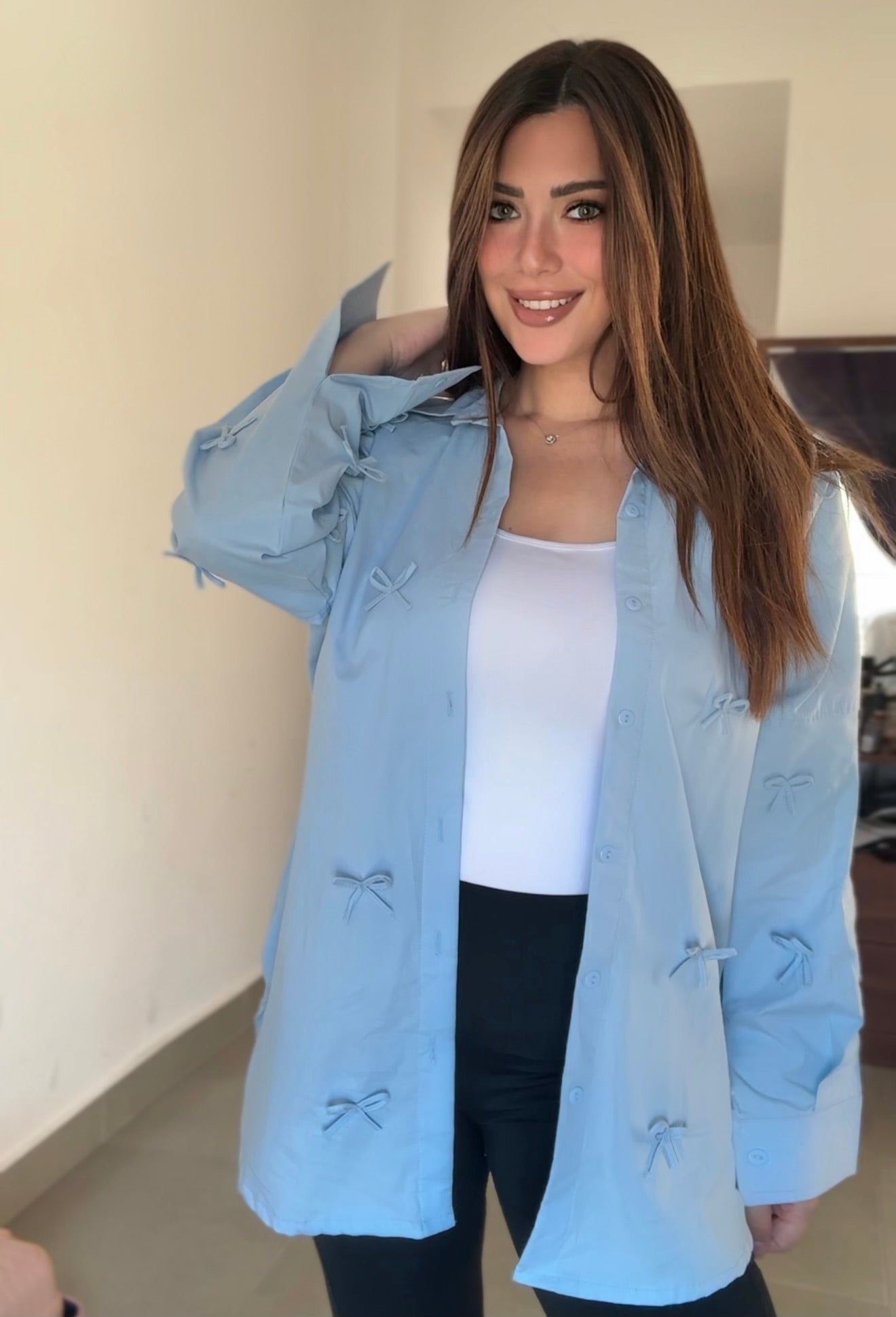 Cute Bow Shirt - Baby Blue