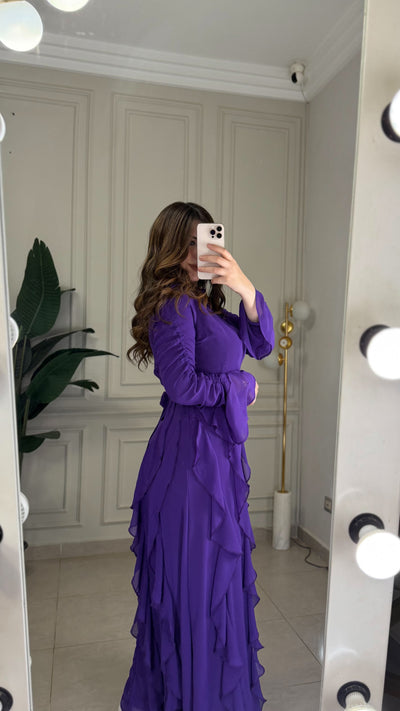 Golden Hour Ruffled Dress-Purple