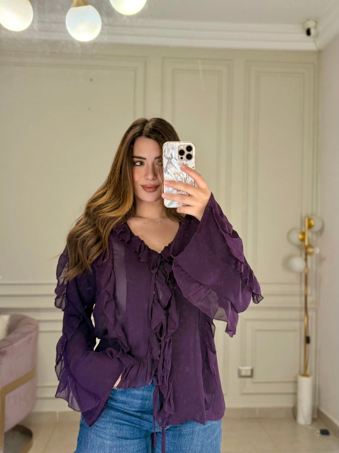 Just A Girl Ruffled Blouse - Purple