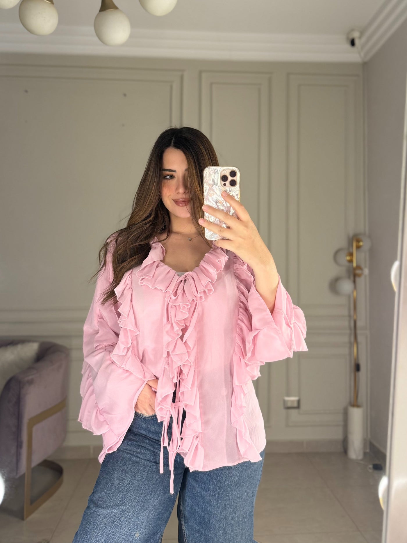Just A Girl Ruffled Blouse - Pink